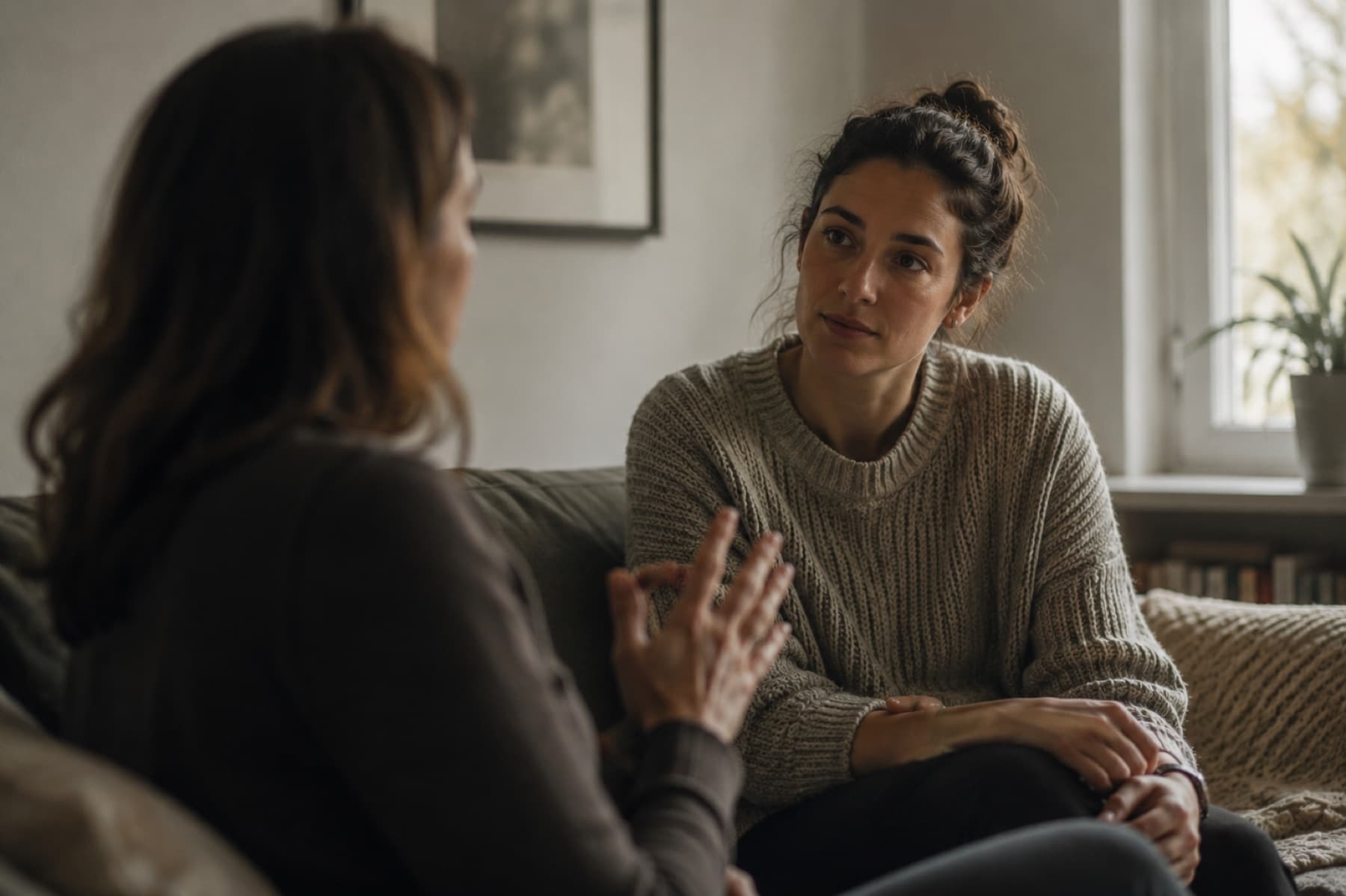 Two people sharing a reassuring moment of human connection