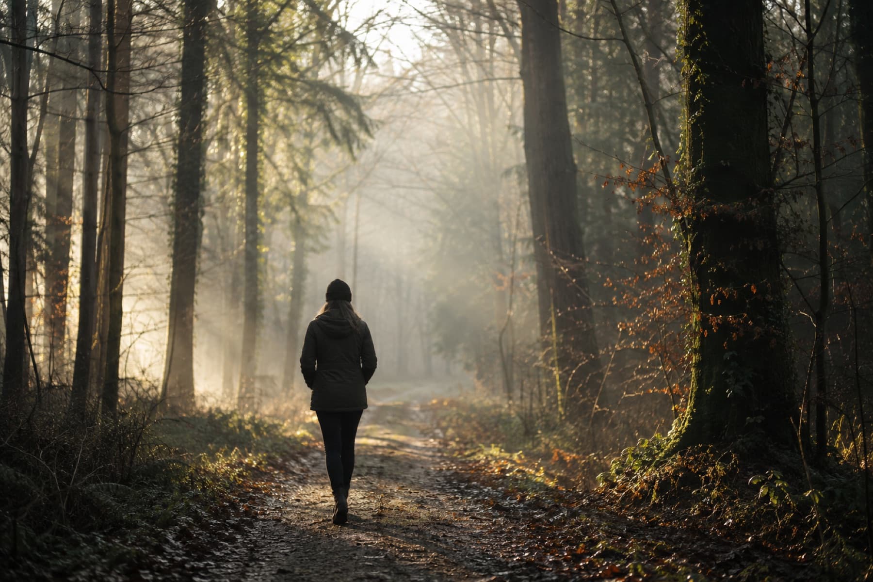 A quiet morning walk representing time and steady progress in recovery