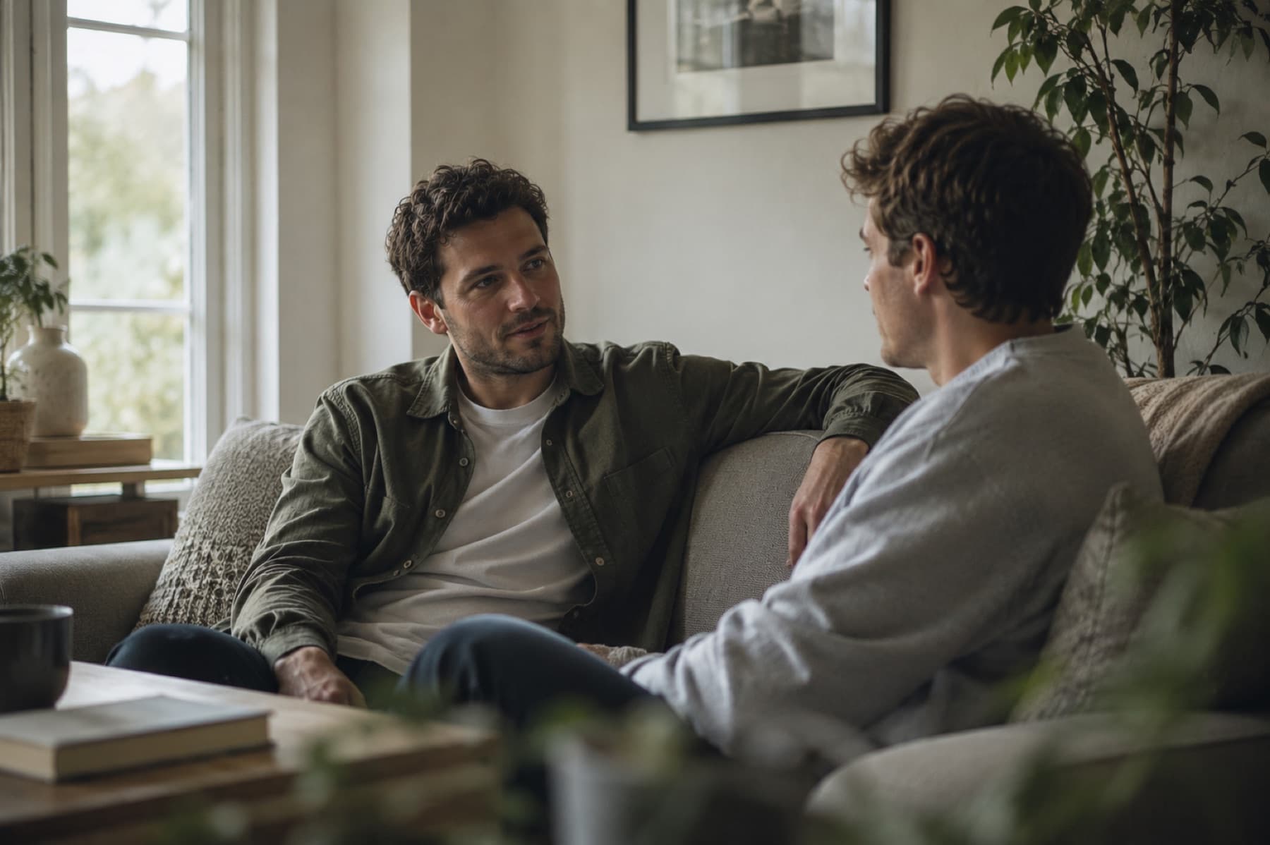 Two people openly discussing different alcohol rehab options